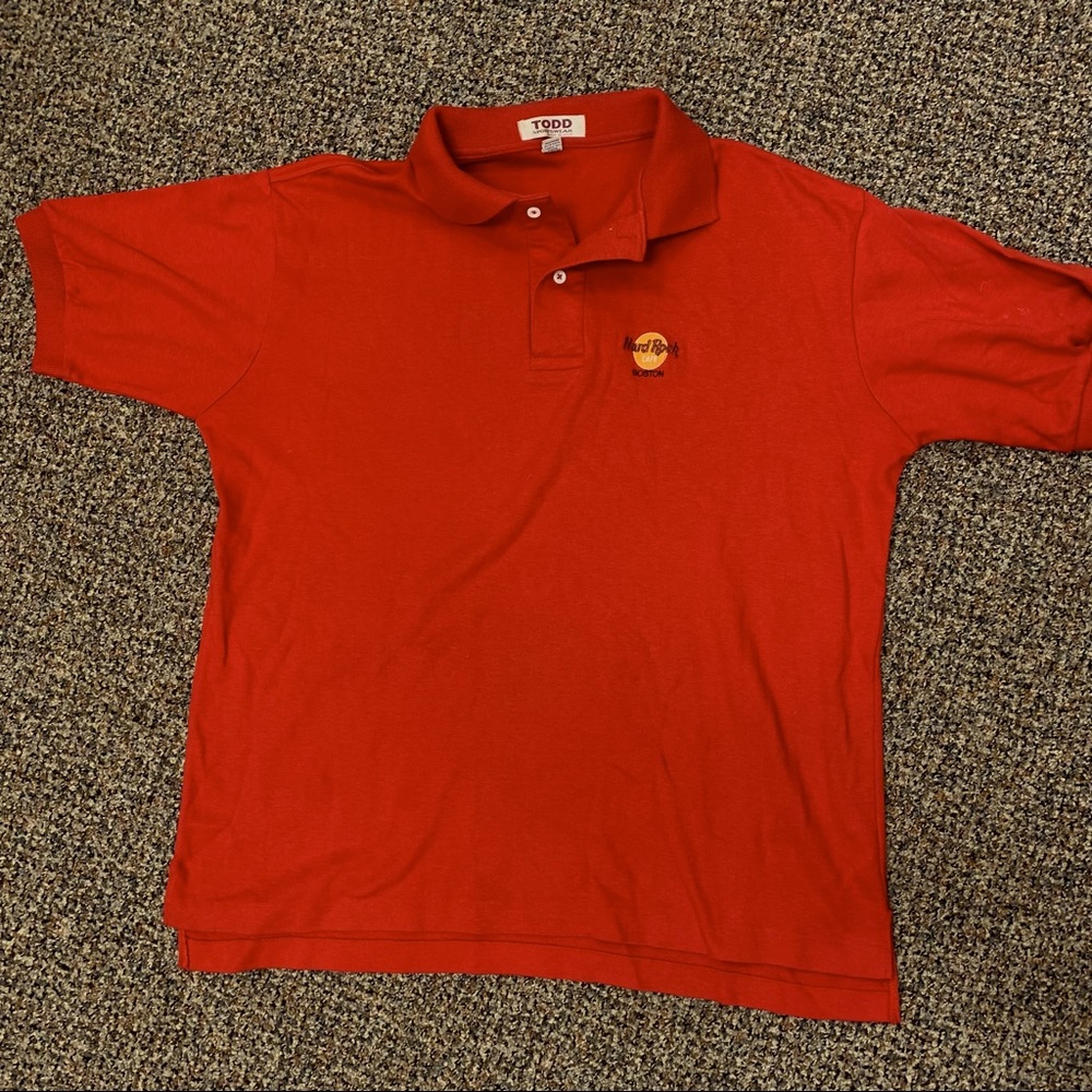 Vintage Hard Rock Cafe Red Polo Shirt XL Boston